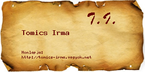 Tomics Irma névjegykártya