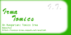 irma tomics business card